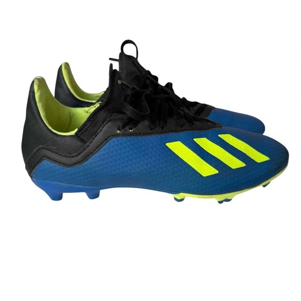 Adidas X 18.3 FG Soccer Cleats Men’s 5 Blue Black Yellow Striped Athletic Shoes